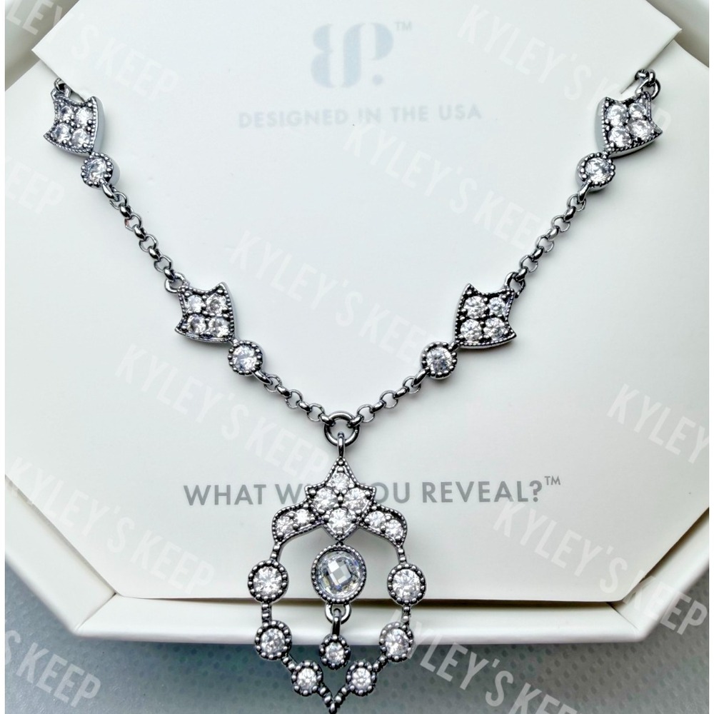 Bomb Party Necklace - NK69024 The Milan Necklace - Cubic Zirconia - Hematite